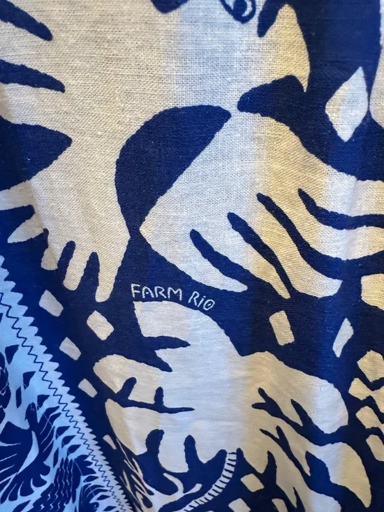 FARM Rio Blue and White Botanical Cutout Maxi Dress NWT Size Small - Picture 8 of 12